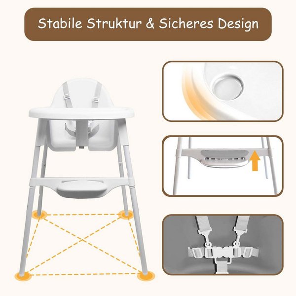 Yalion Kinderstuhl mit Tablett, Baby Essstuhl von 6-36 Monaten, max. 15 kg