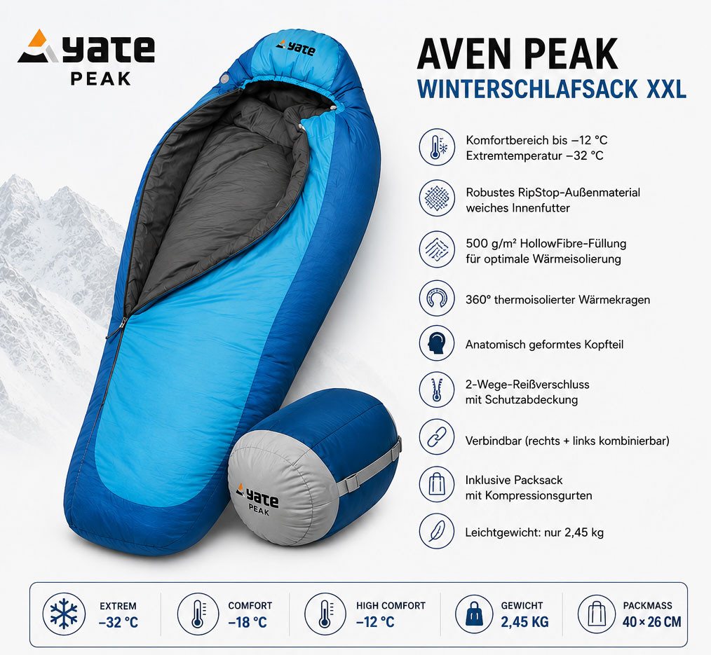 Yate Mumienschlafsack Aven PEAK XXL Extrem Schlafsack Mumienschlafsack Partnerschlafsack, als Partnerschlafsack geeignet – Bild 3 von 5