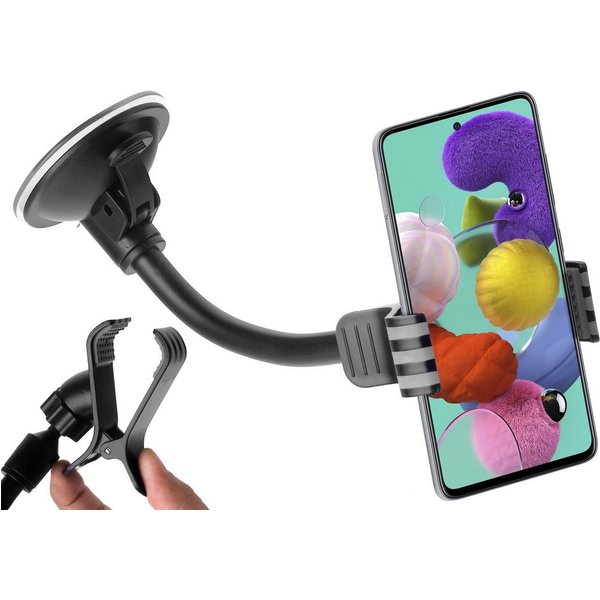 yayago Handy-Halterung Universal KFZ Handy Smartphone Halterung mit Saugnapf + Klemme, (Set, Set, Für alle Handys Smartphones mit einer Breite bis zu 10cm Case 