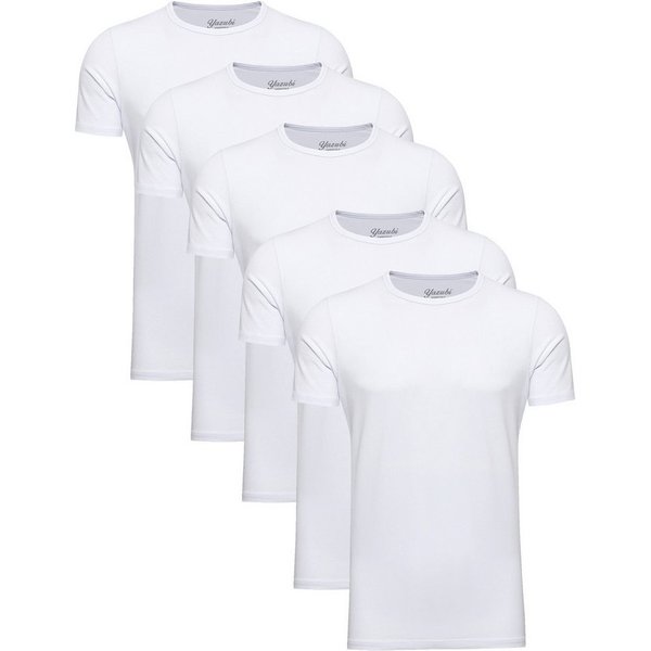 Yazubi T-Shirt Set Herren Basic Regular Fit 5er-Pack (Packung, 5-tlg., 5er-Pack) Baumwolle mit Stretch, Rundhals, Kurzarm, Unterziehshirt, weich