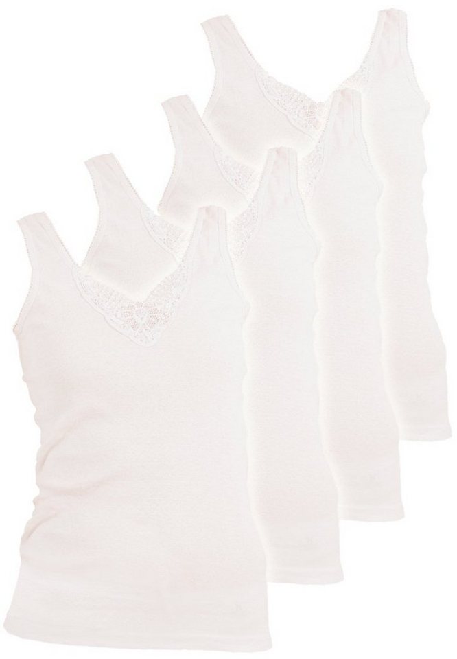 Yenita® Unterhemd Tank Top, Achselhemd (4-St) mit Spitze aus 100% Baumwolle – Bild 2 von 4