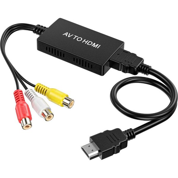 YI RCA/AV zu HDMI Adapter, 1080P Composite CVBS AV zu HDMI Video Audio HDMI-Adapter RCA-Buchse, HDMI-Buchse zu USB