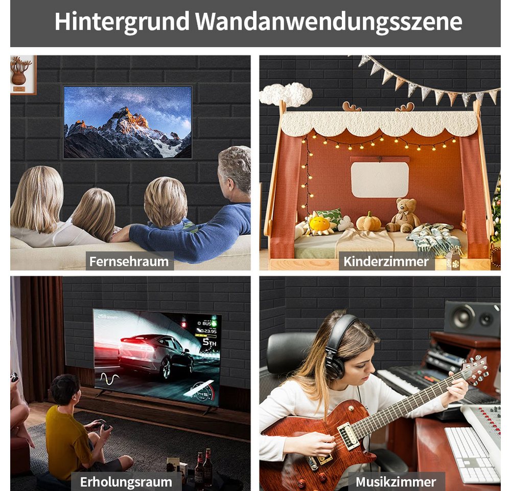 YMQHBS Akustikplatte Selbstklebender, 12 Stück Akustikschaumstoff Hohe Dichte Wandpaneel – Bild 5 von 5