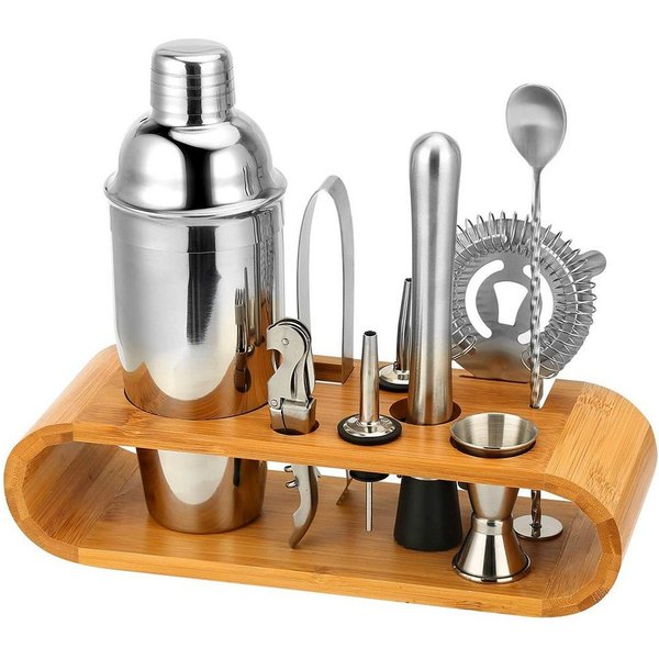 YMQHBS Cocktail Shaker Cocktail Shaker Cocktail Set 10-teilig Edelstahl, Edelstahl, (Set, 10-tlg., Messbecher, Löffel, Ausgießer, Rührstab, Zange, Shaker, Flasc