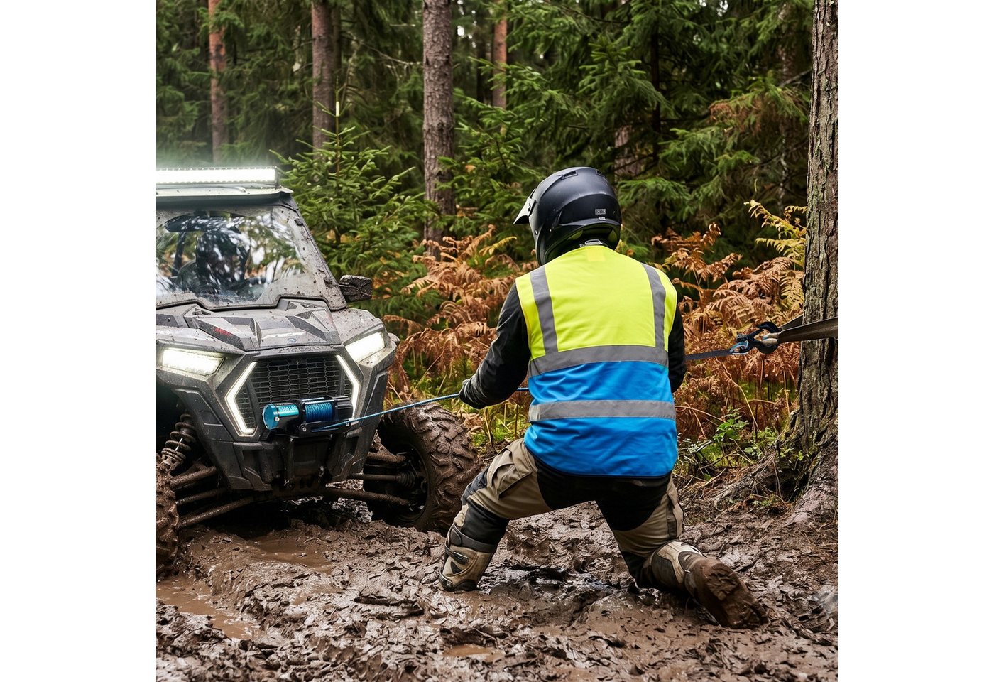 Yofidra Seilwinde 5500 LBS 12V, Doppelmotor, Nylonseil, Funkfernbedienung, (1-St), Kupferwicklung, 2 PS Motor, Dual-Modus, Leicht und sicher – Bild 3 von 5