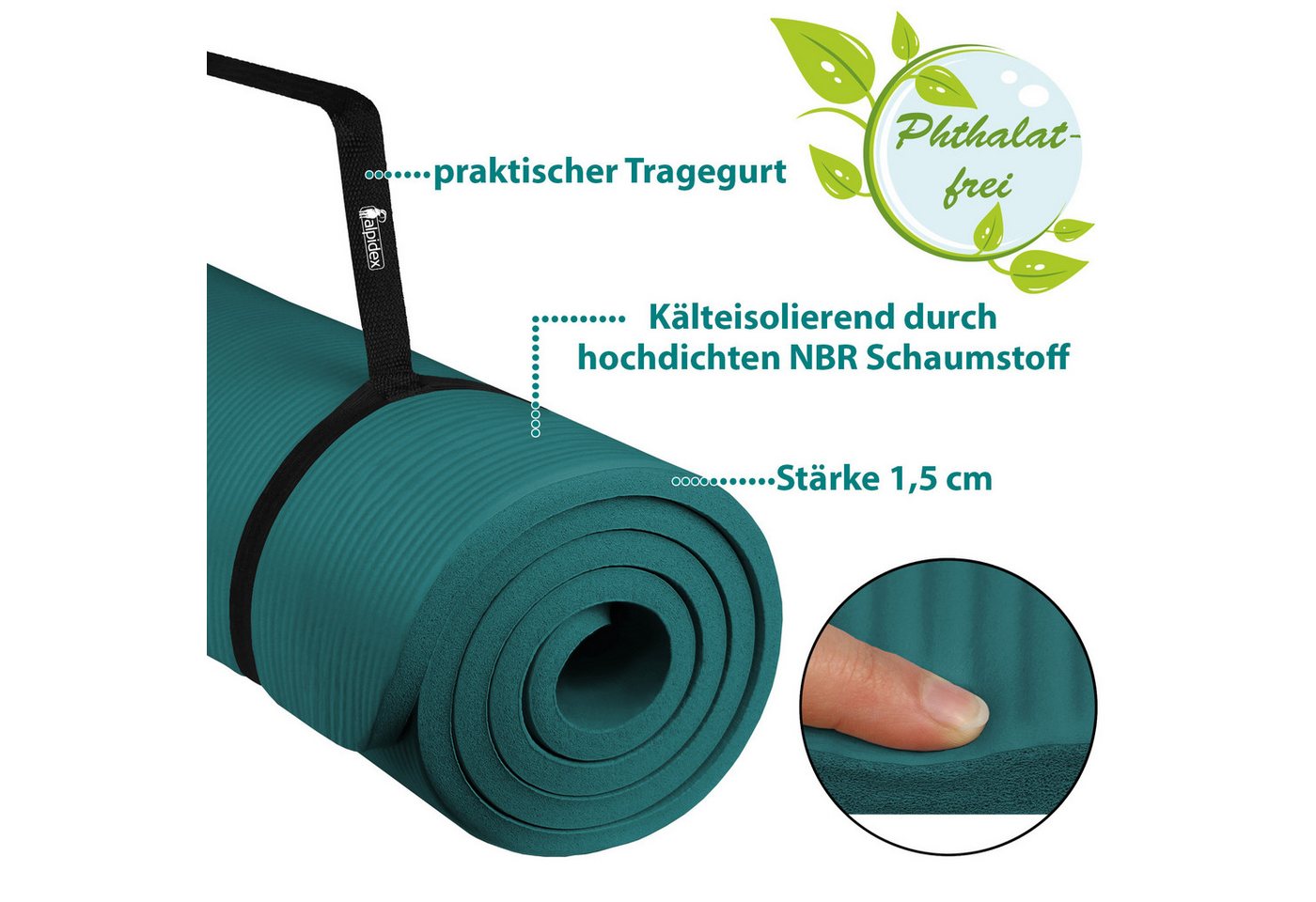 ALPIDEX Yogamatte ALPIDEX Yogamatte Extra Dick 1,5 cm – Bild 5 von 5