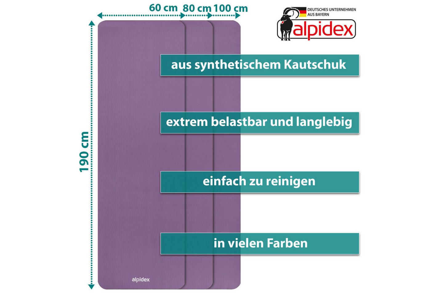 ALPIDEX Yogamatte ALPIDEX Yogamatte Extra Dick 1,5 cm – Bild 4 von 5