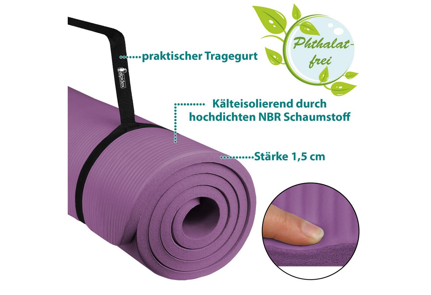 ALPIDEX Yogamatte ALPIDEX Yogamatte Extra Dick 1,5 cm – Bild 5 von 5