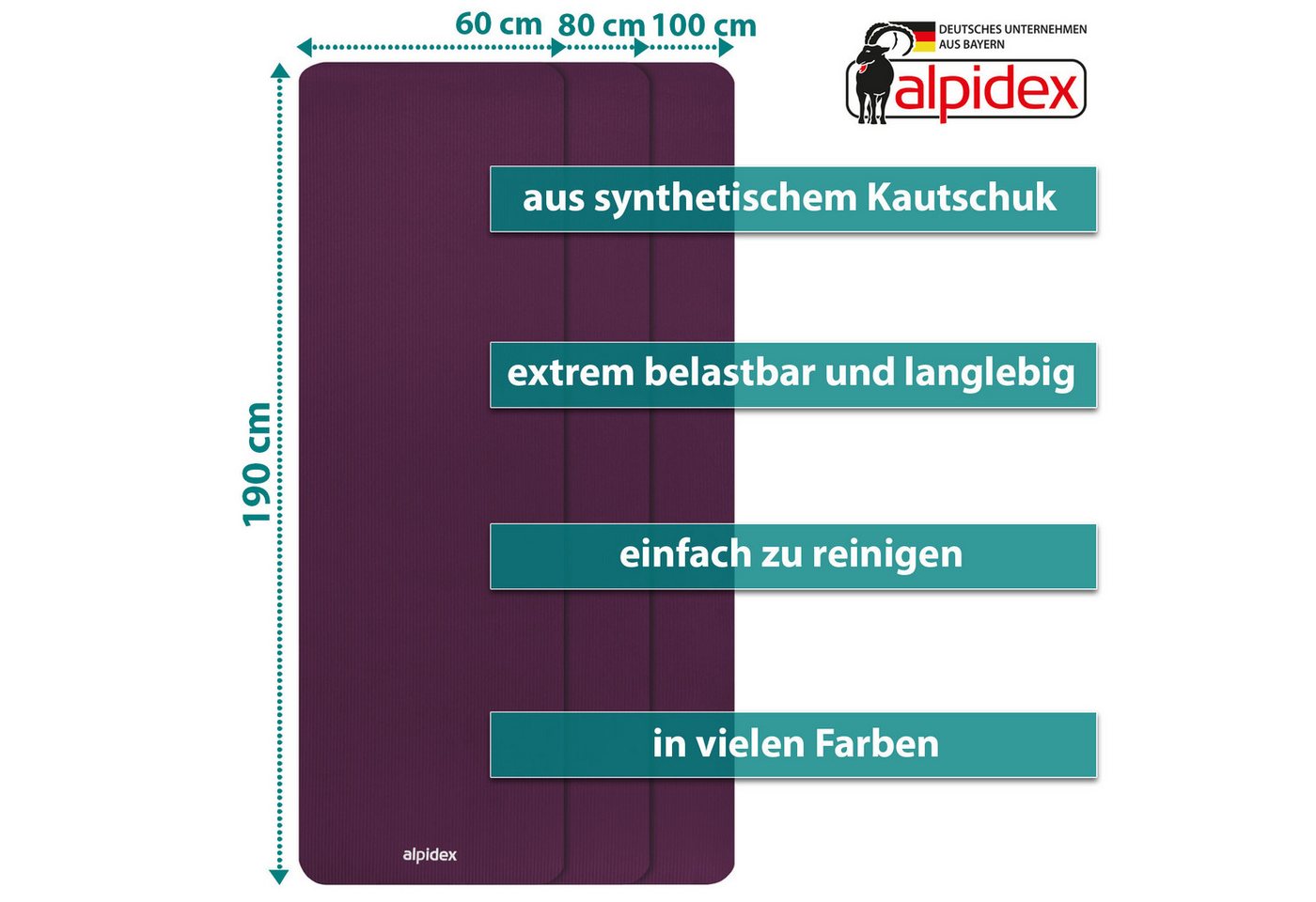 ALPIDEX Yogamatte ALPIDEX Yogamatte Extra Dick 1,5 cm – Bild 4 von 5