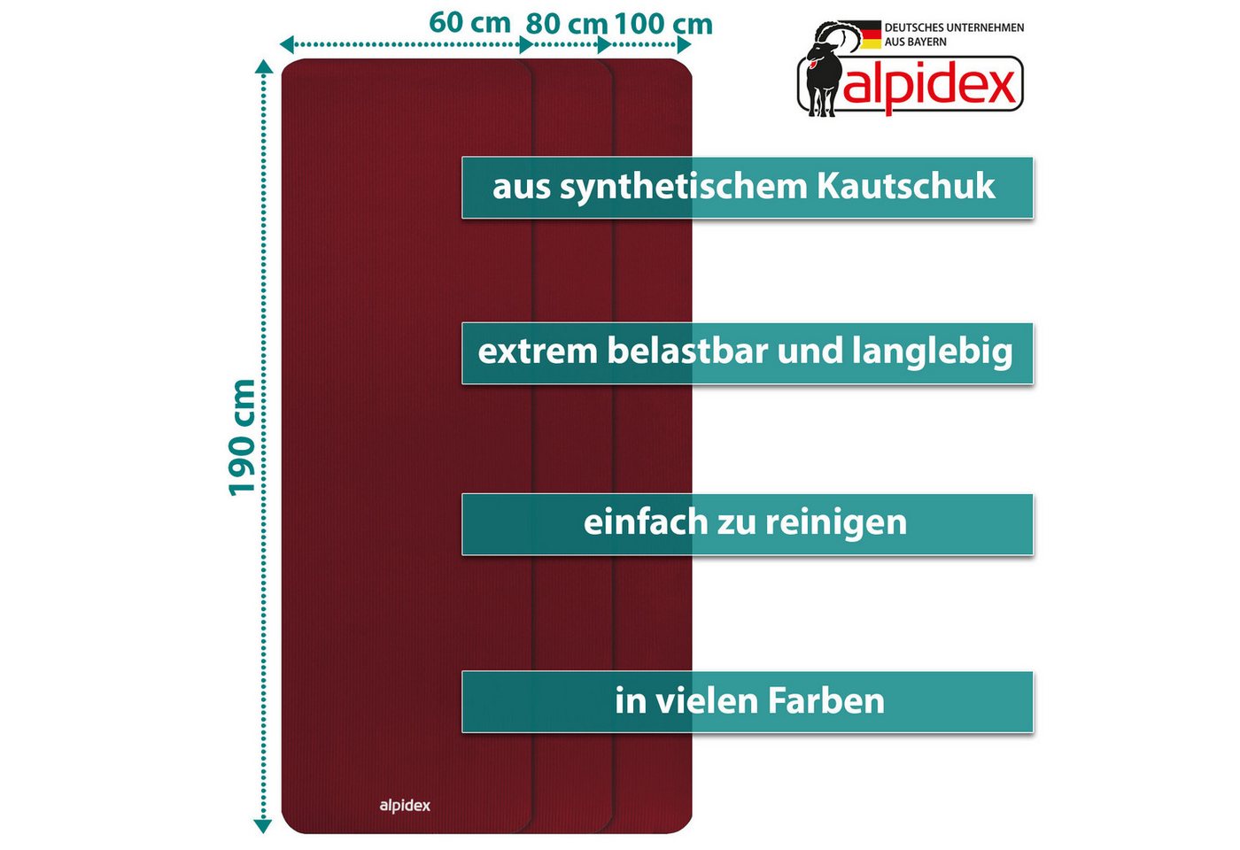 ALPIDEX Yogamatte ALPIDEX Yogamatte Extra Dick 1,5 cm – Bild 4 von 5