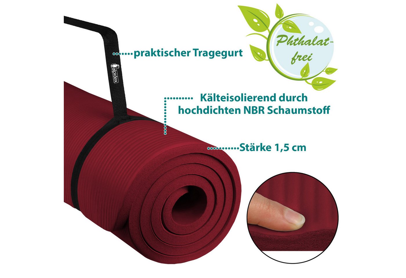 ALPIDEX Yogamatte ALPIDEX Yogamatte Extra Dick 1,5 cm – Bild 5 von 5