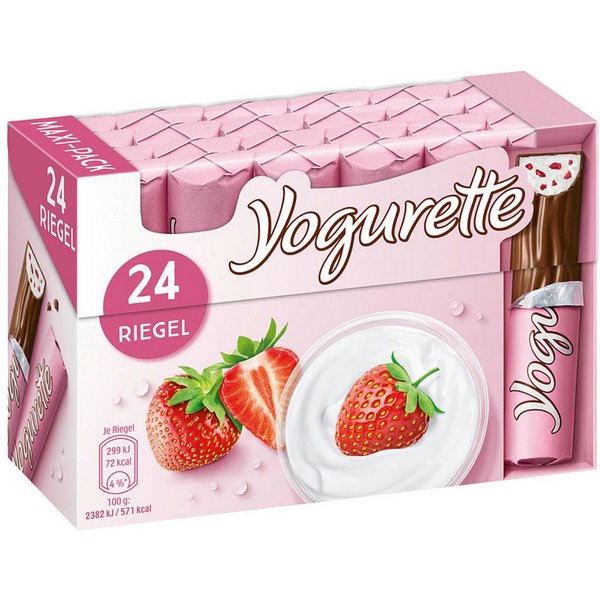 Yogurette Schokolade, Yogurette Erdbeere Vollmilchschokolade mit Erdbeercreme 300g