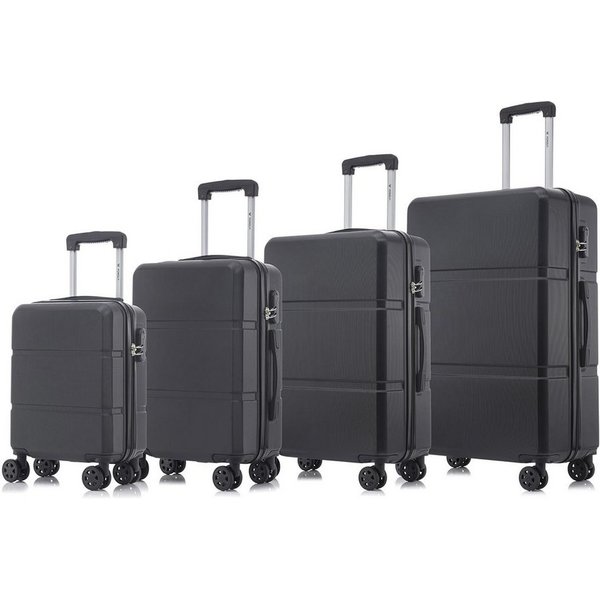 YONSLY Trolleyset Koffer Set 4-tlg, Trolley Reisekoffer mit 4x 360° Rollen, 4 Rollen, (4 tlg., Hartschalen Koffer Set S/M/L/XL), Zahlenschloss, Weicher Gummigri