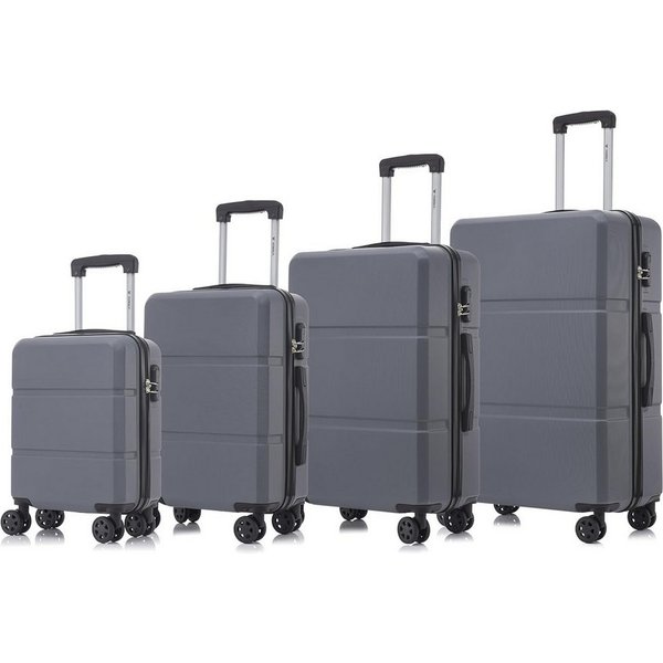 YONSLY Trolleyset Koffer Set 4-tlg, Trolley Reisekoffer mit 4x 360° Rollen, 4 Rollen, (4 tlg., Hartschalen Koffer Set S/M/L/XL), Zahlenschloss, Weicher Gummigri