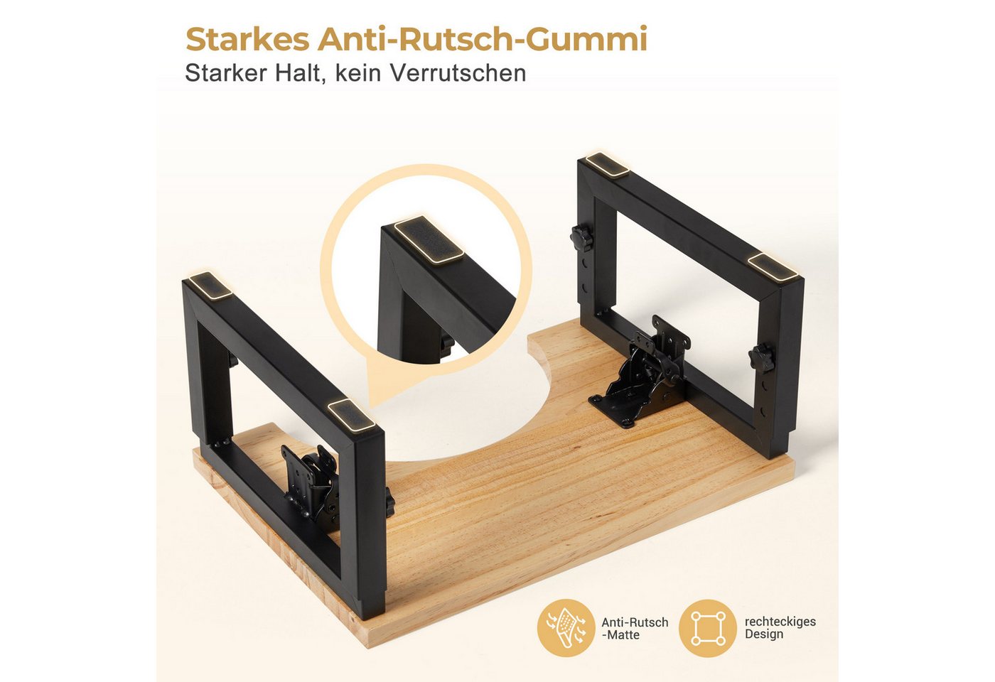 Yorbay Badhocker Bambus Toilettenhocker mit Klappfunktion, 3-Stufen Höheneinstellung, Rutschfeste Oberfläche – Bild 5 von 5