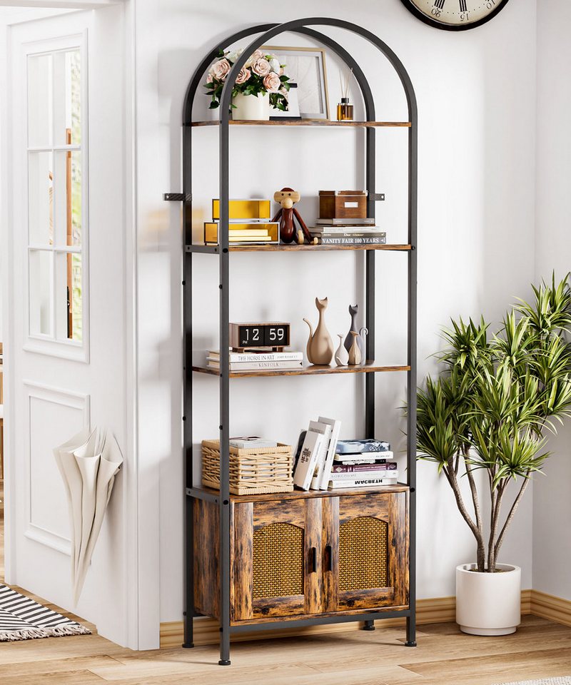 Yorbay Bücherregal 5 Ebenen, Standregal mit Schrank, Bogenförmiges Aufbewahrungsregal, 60x28x177cm, für Wohnzimmer, Schlafzimmer, Arbeitszimmer & Bad – Bild 2 von 5