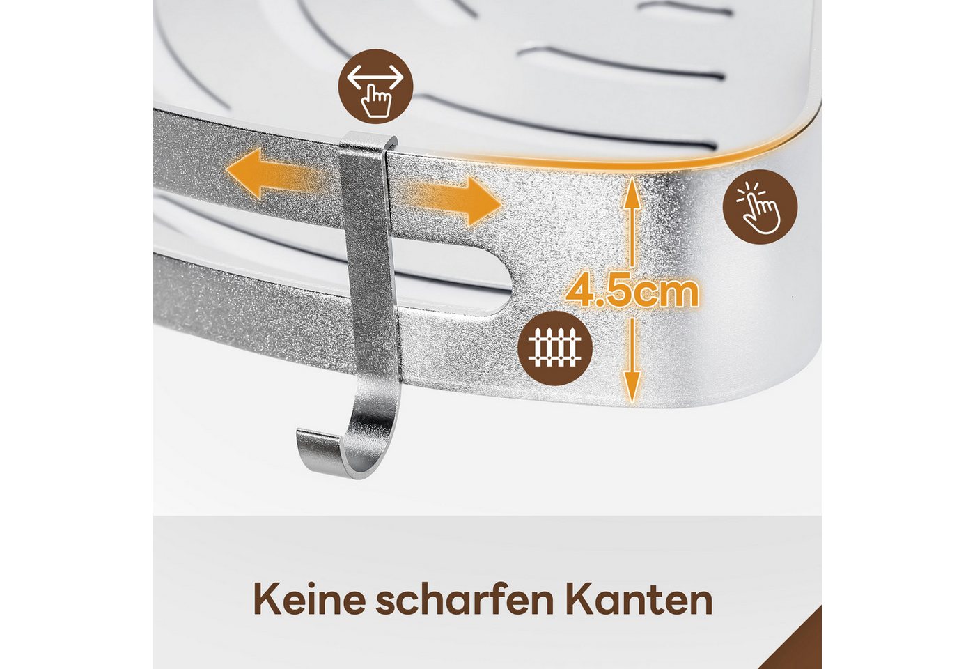 Yorbay Duschablage Duschregal ohne Bohrung, 3 Stücke Duschablage Eckregal Duschkorb, Mit Montagestoff, mit Haken, Dreieck Badregal aus Aluminium für Badezimmer  – Bild 4 von 5