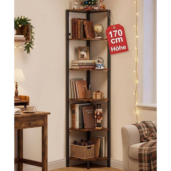 Yorbay Eckregal 6 Ebenen platzsparend Standregal stehend, Hoch Regal mit Kippschutz, 170cm