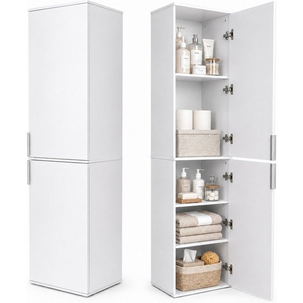 Yorbay Mehrzweckschrank 184 cm, schmaler Hochschrank mit 5 Fächern, 2 Türen (39,5 × 35 × 184cm) verstellbaren Einlegeböden und Kippschutz, Aufbewahrungsschrank 