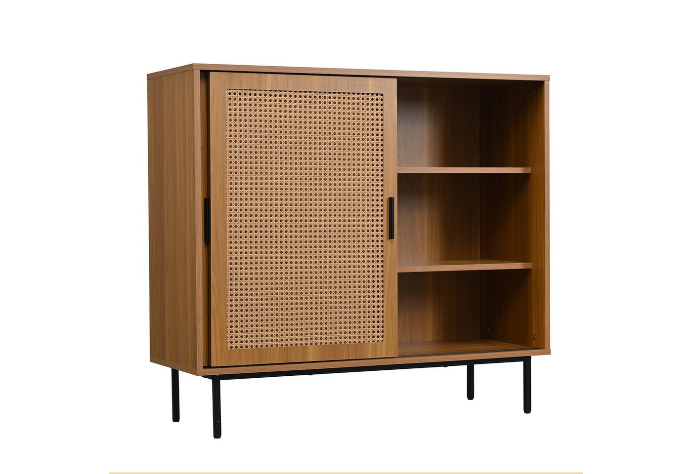 Yorbay Sideboard Küchenschrank, Kommode Aufbewahrungsschrank mit 2 Schiebetüren (Set), 100x37x90 cm Verstellbare Regalböden, geeignet für Wohn- und Esszimmer – Bild 5 von 5