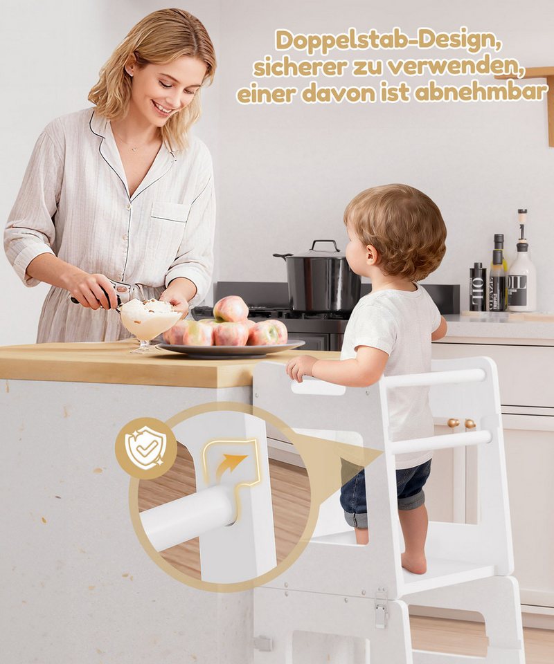 Yorbay Stehhilfe Lernturm, 2 höhenverstellbaren Stufen & verstellbar zum Kindertisch inkl. Tafel – Bild 3 von 5