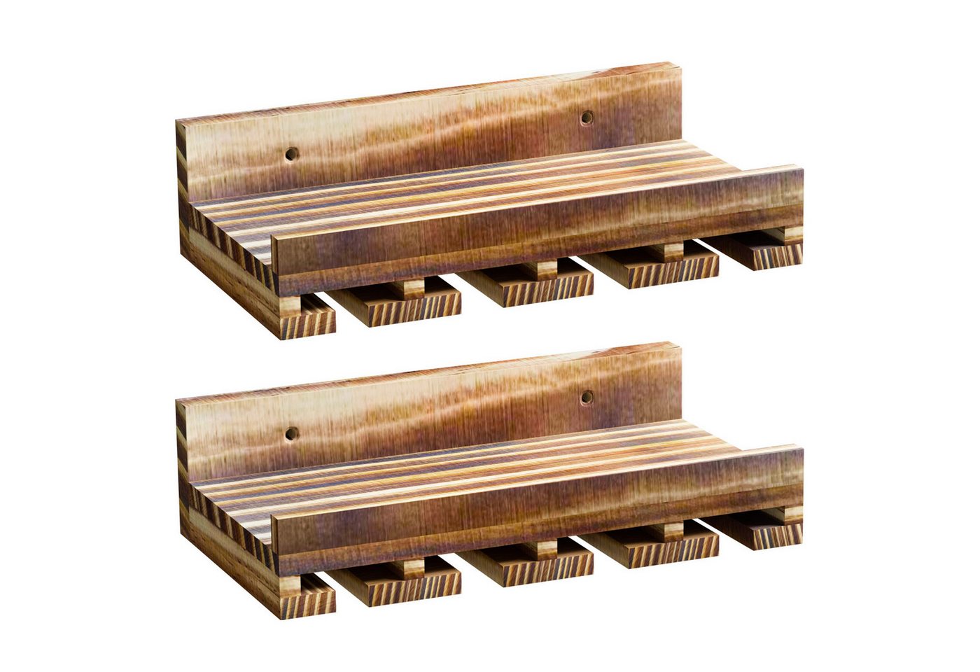 Yorbay Weinregal Set, Weinregal aus Holz Wandregal für Flaschen & Gläser, Wandregal Wandmontiertes Weinregal – Bild 2 von 5