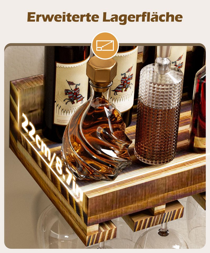 Yorbay Weinregal Set, Weinregal aus Holz Wandregal für Flaschen & Gläser, Wandregal Wandmontiertes Weinregal – Bild 4 von 5