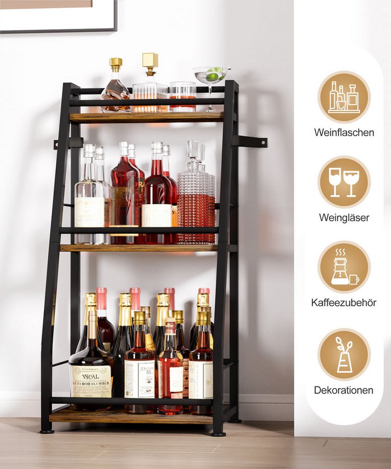 Yorbay Weinregal Stehend, Weinständer aus Holz &Metal 40x30x80cm, Gewürzregal für Küche, Wohnzimmer, Kaffee - Bar – Bild 3 von 5