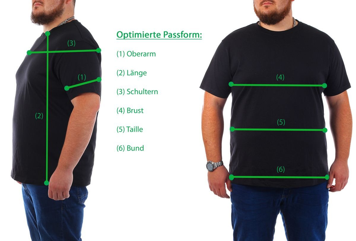 Young & Rich T-Shirt Herren Übergröße Basic big size optimierte moderne Passform Rundhalsauschnitt unifarben kurzarm regular fit – Bild 5 von 5