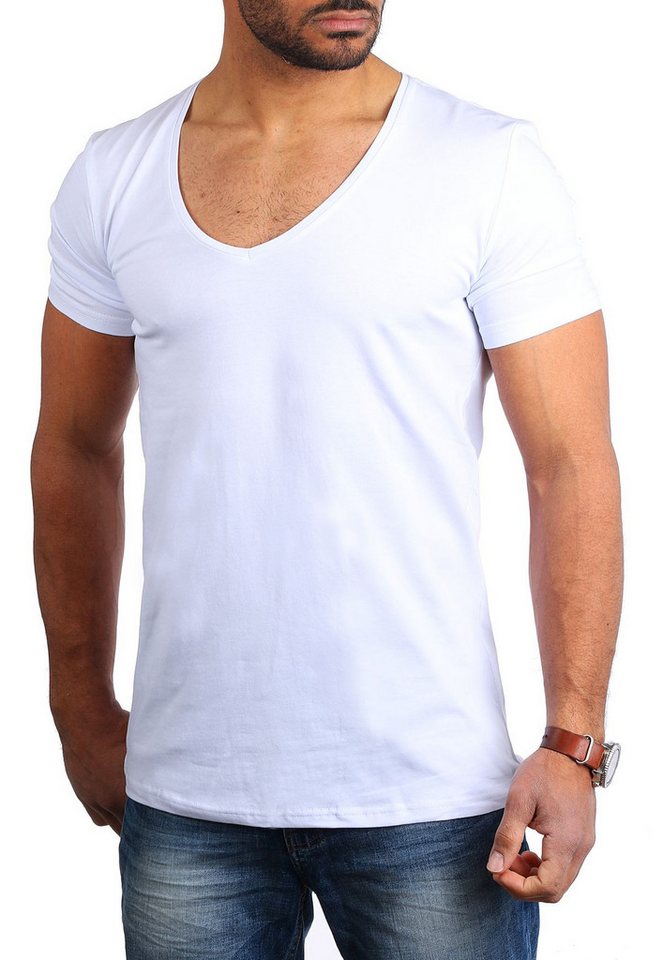 Young & Rich T-Shirt Herren Uni Basic 1315 extra tiefer Ausschnitt 3er Pack (3er-Pack, 3-tlg., 3er-Pack) V-Ausschnitt unifarben kurzarm slim fit – Bild 2 von 5