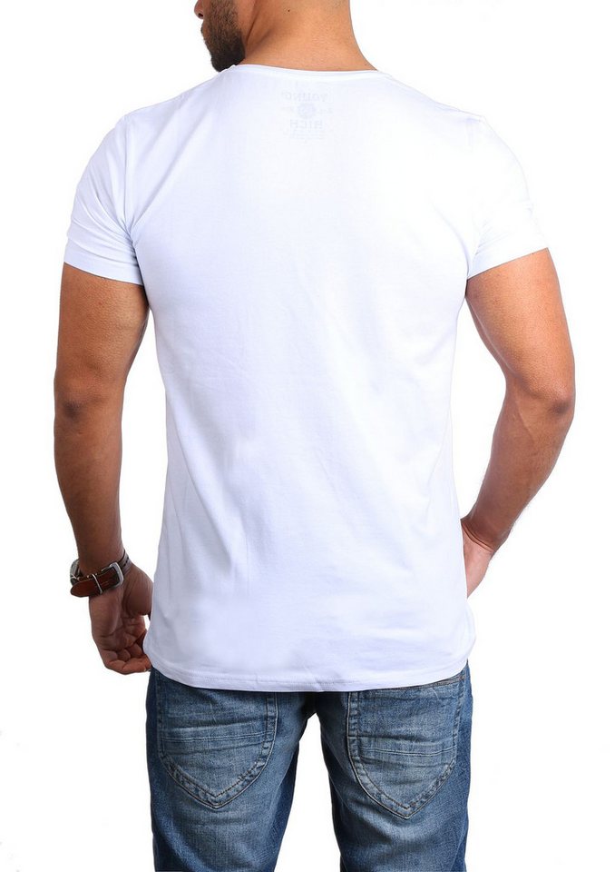 Young & Rich T-Shirt Herren Uni Basic extra tiefer Ausschnitt Unterziehshirt 1315 V-Ausschnitt unifarben kurzarm slim fit – Bild 3 von 5