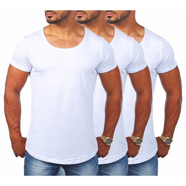 Young & Rich T-Shirt Herren Uni Basic rundhals Ausschnitt vintage Look Unterziehshirt 1702 Rundhalsauschnitt unifarben kurzarm slim fit