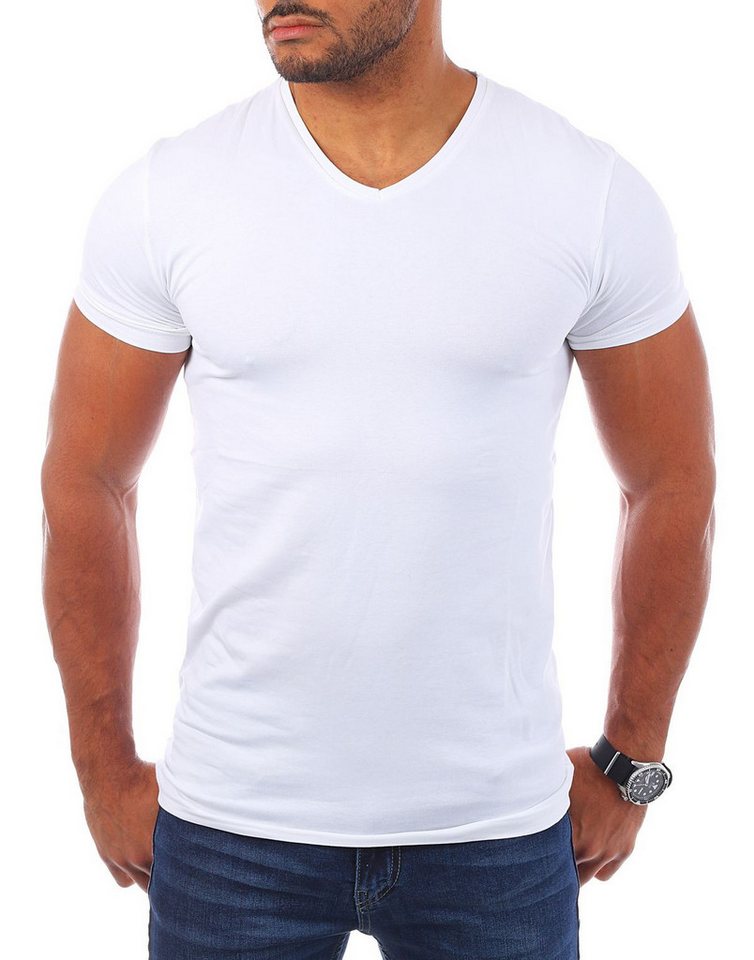 Young & Rich T-Shirt Herren Uni Basic V-neck V-Ausschnitt Unterziehshirt 1700 V-Ausschnitt unifarben kurzarm slim fit – Bild 2 von 5