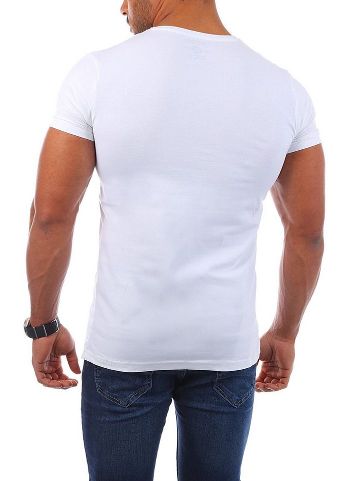 Young & Rich T-Shirt Herren Uni Basic V-neck V-Ausschnitt Unterziehshirt 1700 V-Ausschnitt unifarben kurzarm slim fit – Bild 4 von 5