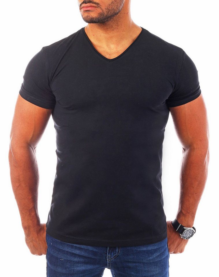 Young & Rich T-Shirt Herren Uni Basic V-neck V-Ausschnitt Unterziehshirt 1700 V-Ausschnitt unifarben kurzarm slim fit – Bild 5 von 5