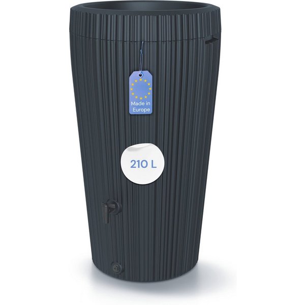 YourCasa Regentonne 210 Liter EcoVase, Bepflanzbar, Wasserhahn, Regenwassertank, Frostsicher, Deckel abnehmbar, 210L