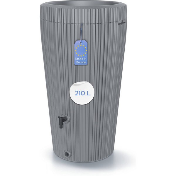 YourCasa Regentonne 210 Liter EcoVase, Bepflanzbar, Wasserhahn, Regenwassertank, Frostsicher, Deckel abnehmbar, 210L