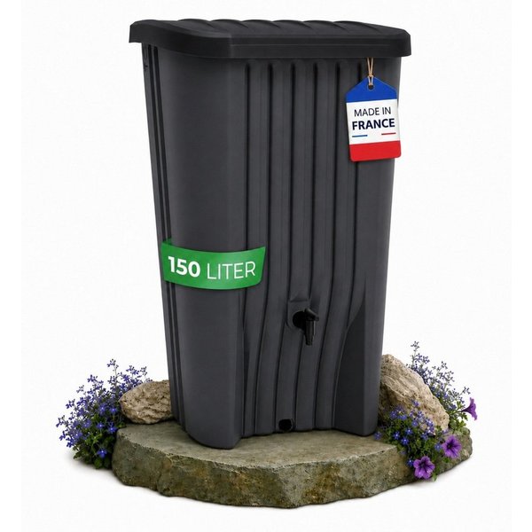 YourCasa Regentonne Cascade Regentonne 150 Liter anthrazit mit Hahn, 150 l, UV Beständig,Wetterfest,150L Fassungsvermögen