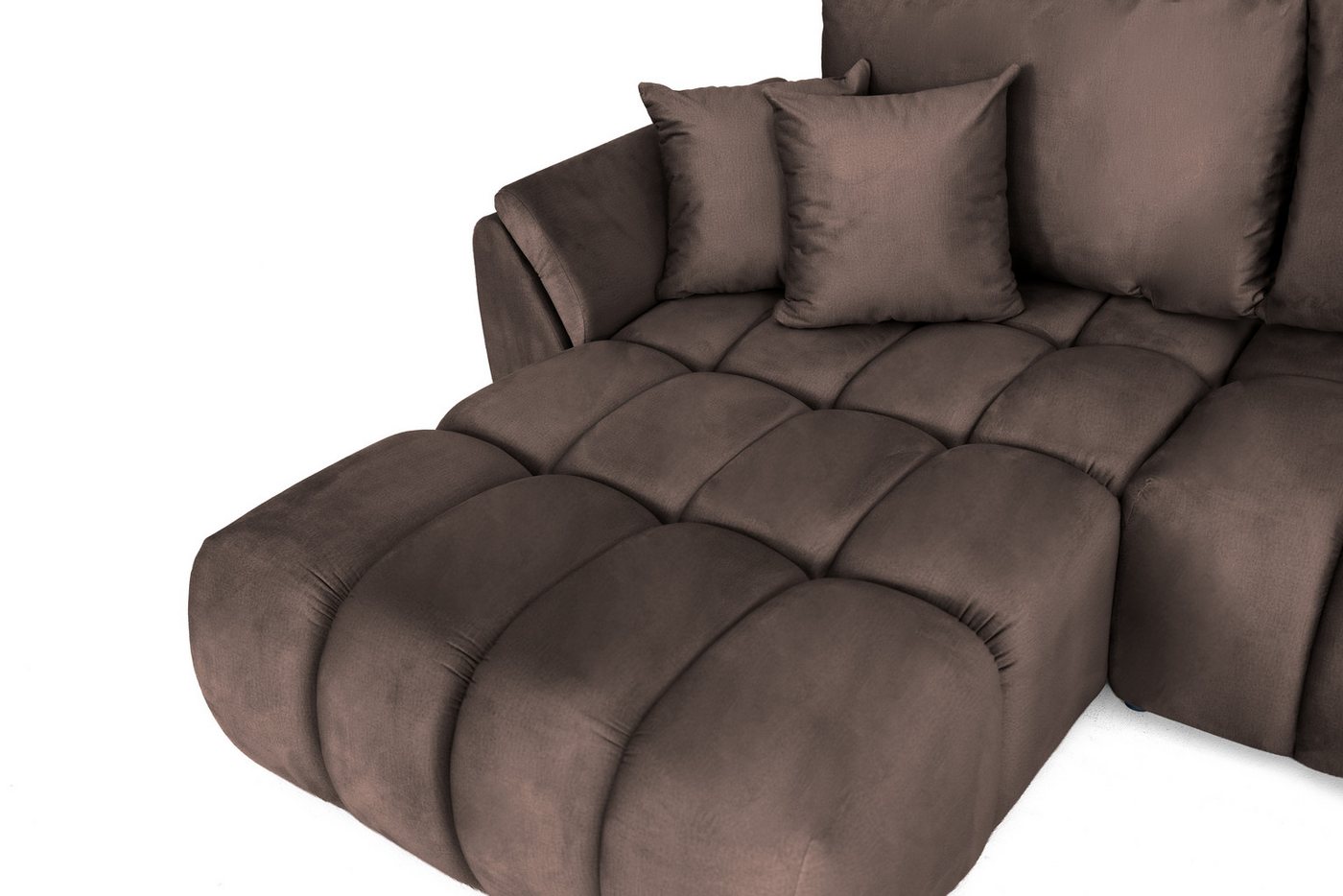 yourhouse24 Ecksofa OTTO L-Form Couch, Velours-Stoff, mit Bettfunktion & Bettkasten, Seite universal – Bild 3 von 5