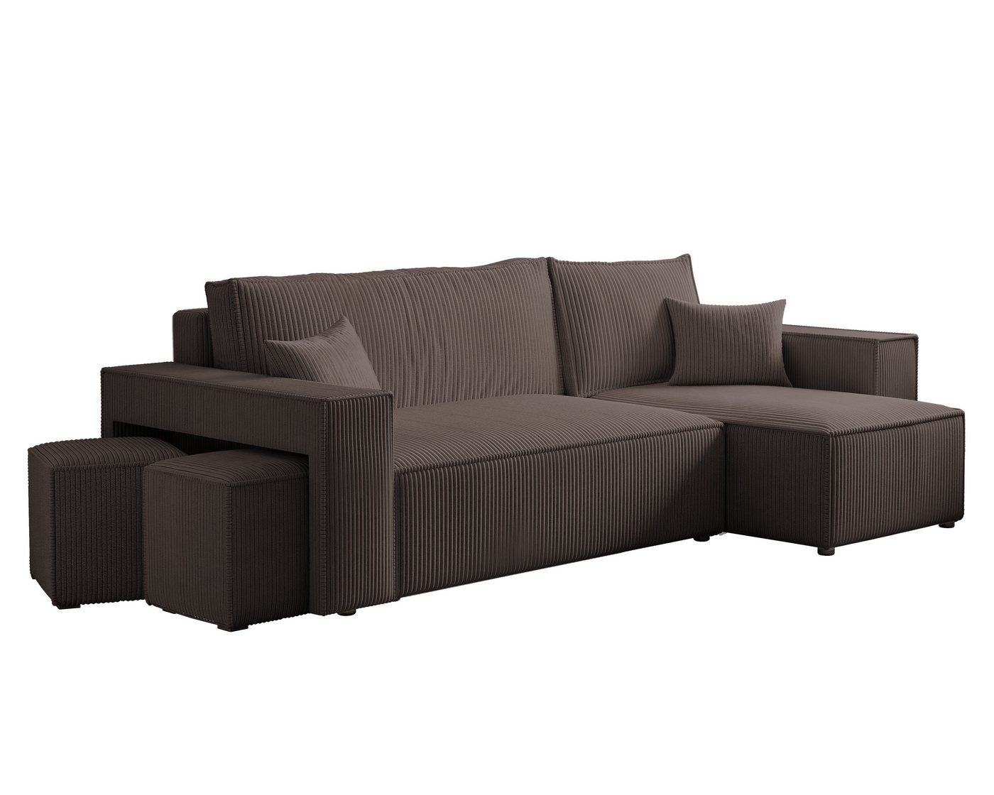 yourhouse24 Ecksofa PARIS in L-Form inkl. 2 Hocker – Schlaffunktion & Bettkasten, mit Schlaffunktion und Bettkasten, Seite universal – Bild 2 von 5