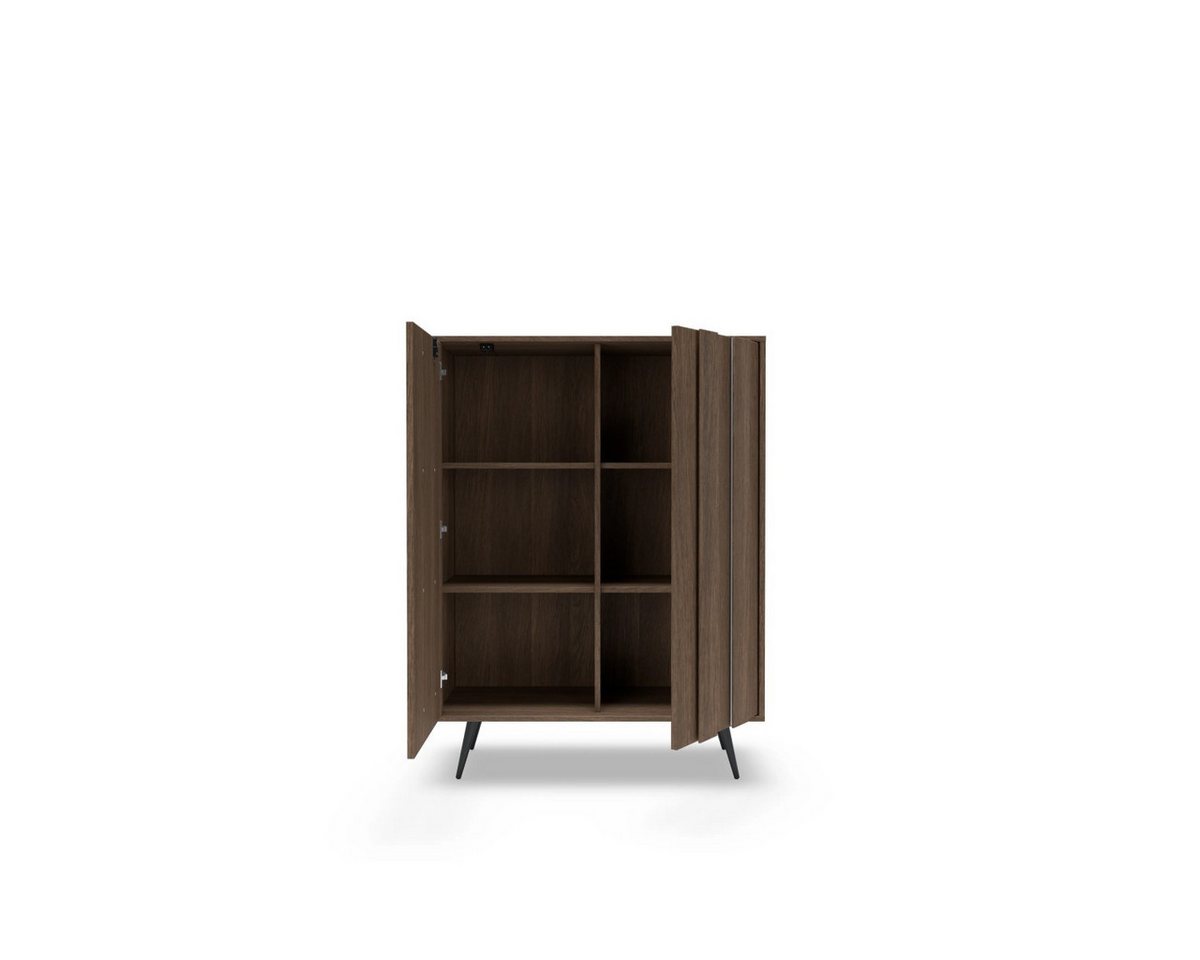 yourhouse24 Highboard AMARO 94cm (2 Türen) – Eiche Dunin mit Lamellen & inkl. LED – Bild 3 von 5