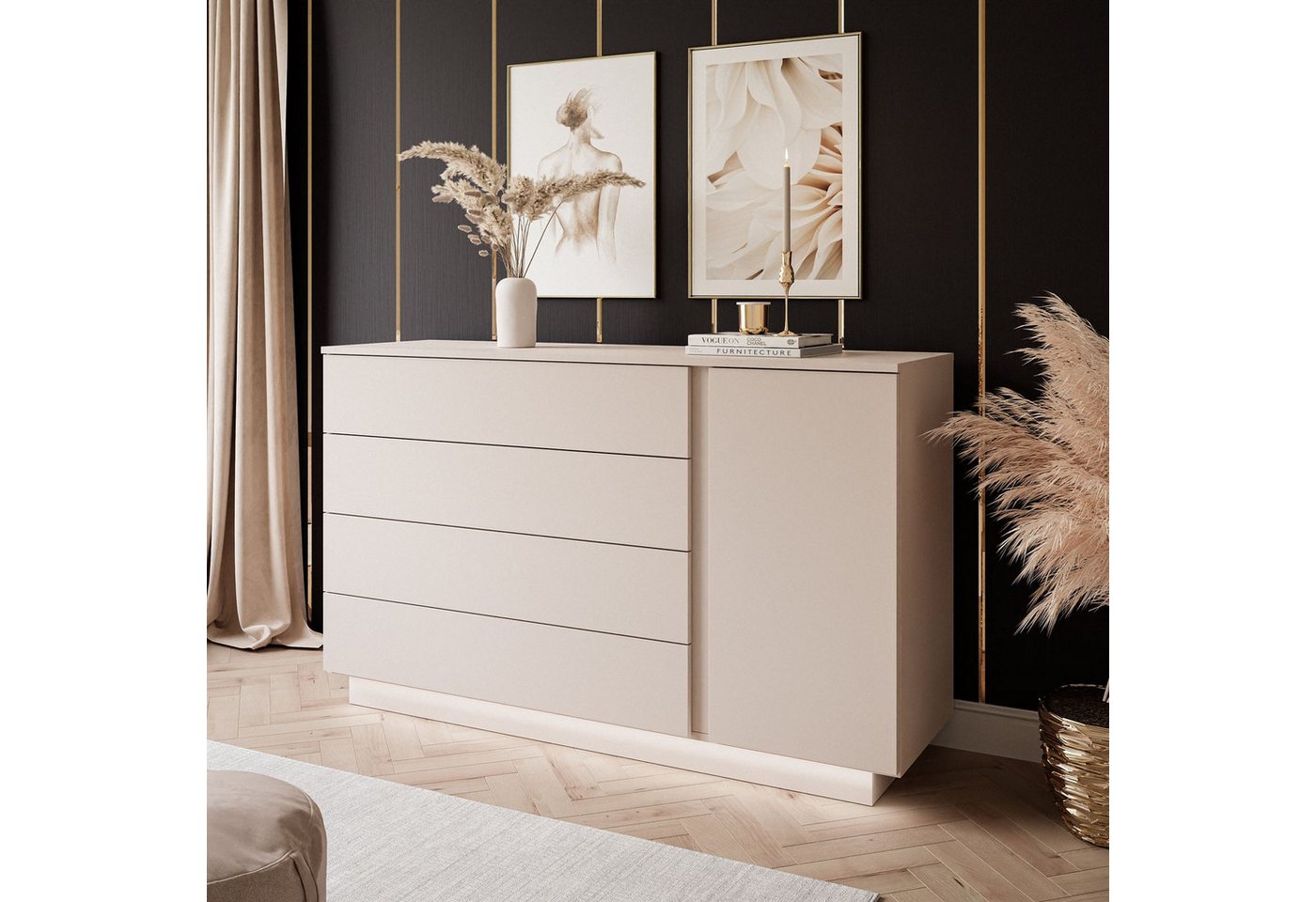 yourhouse24 Kommode LUNA II Sideboard 1D4S mit LED Beleuchtung – Bild 2 von 5