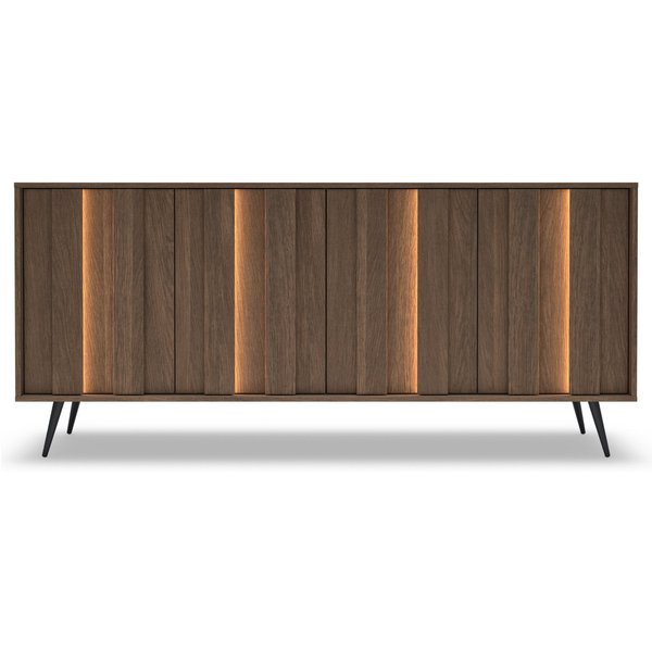 yourhouse24 Sideboard AMARO 183cm (4 Türen) – Eiche Dunin mit Lamellen & inkl. LED