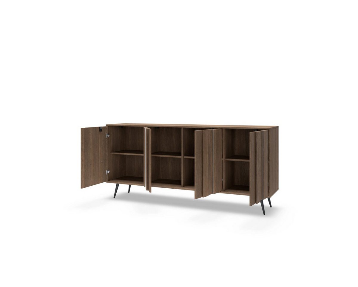 yourhouse24 Sideboard AMARO 183cm (4 Türen) – Eiche Dunin mit Lamellen & inkl. LED – Bild 3 von 5