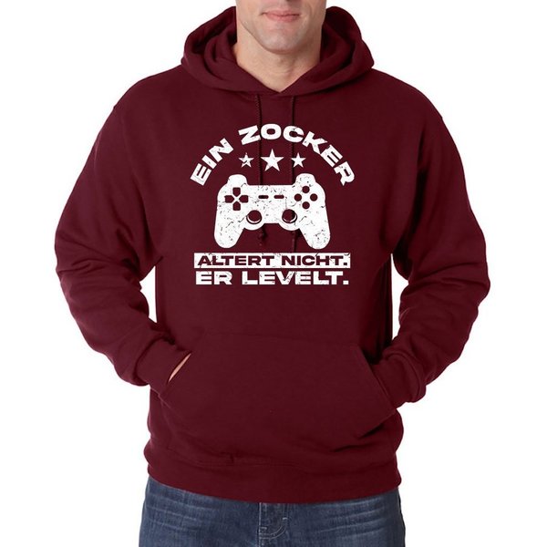 Youth Designz Kapuzenpullover Ein Zocker altert nicht, er LEVELT! Herren Hoodie Pullover mit Controller Frontprint