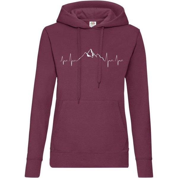 Youth Designz Kapuzenpullover Heartbeat Mountain Damen Hoodie Pullover für Frauen mit Trendigem Wander Frontdruck