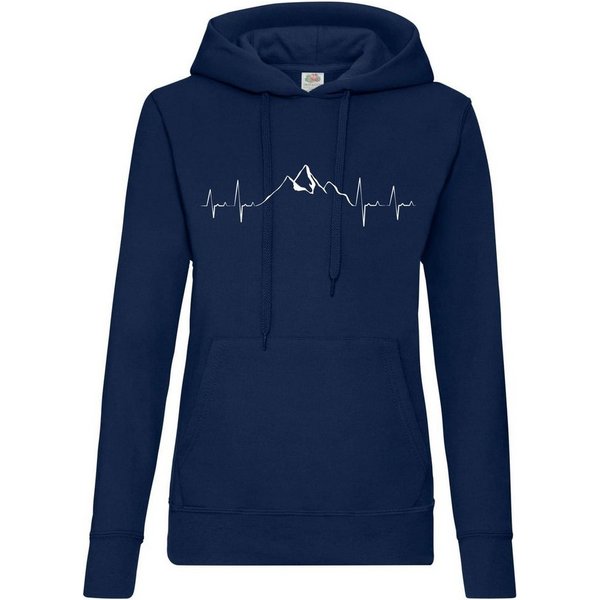 Youth Designz Kapuzenpullover Heartbeat Mountain Damen Hoodie Pullover für Frauen mit Trendigem Wander Frontdruck