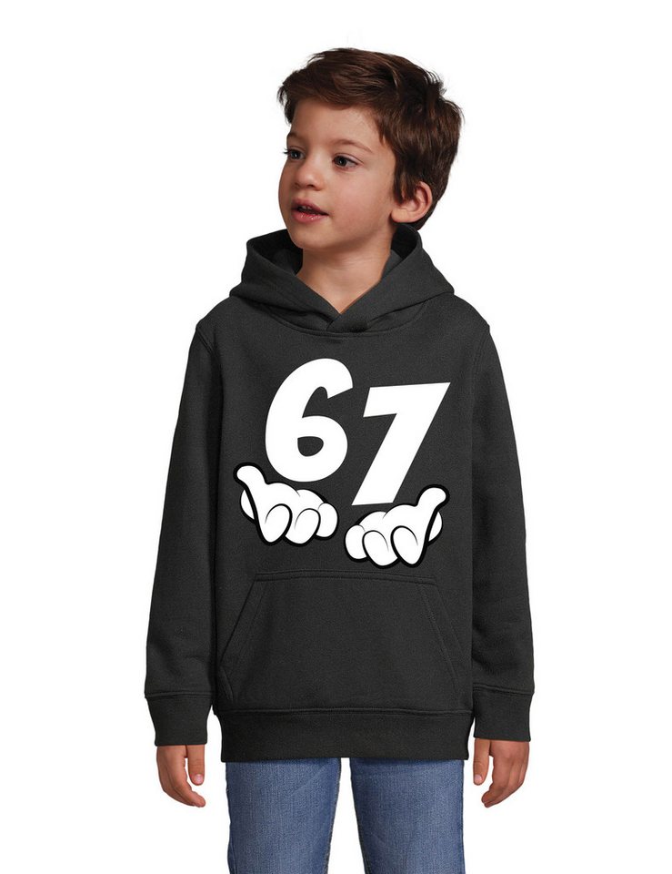 Youth Designz Kapuzenpullover Kinder Hoodie Kapuzenpullover "67" lustig Fun-Print Statement Geschenk mit witzigen und humorvollen Aufdruck für Jungen und Mädche – Bild 2 von 5
