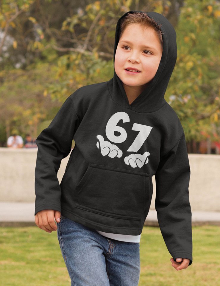 Youth Designz Kapuzenpullover Kinder Hoodie Kapuzenpullover "67" lustig Fun-Print Statement Geschenk mit witzigen und humorvollen Aufdruck für Jungen und Mädche – Bild 4 von 5