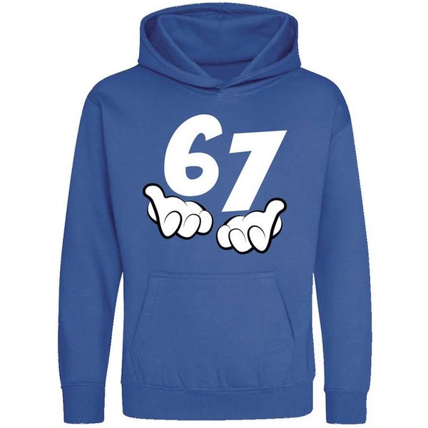 Youth Designz Kapuzenpullover Kinder Hoodie Kapuzenpullover "67" lustig Fun-Print Statement Geschenk mit witzigen und humorvollen Aufdruck für Jungen und Mädche